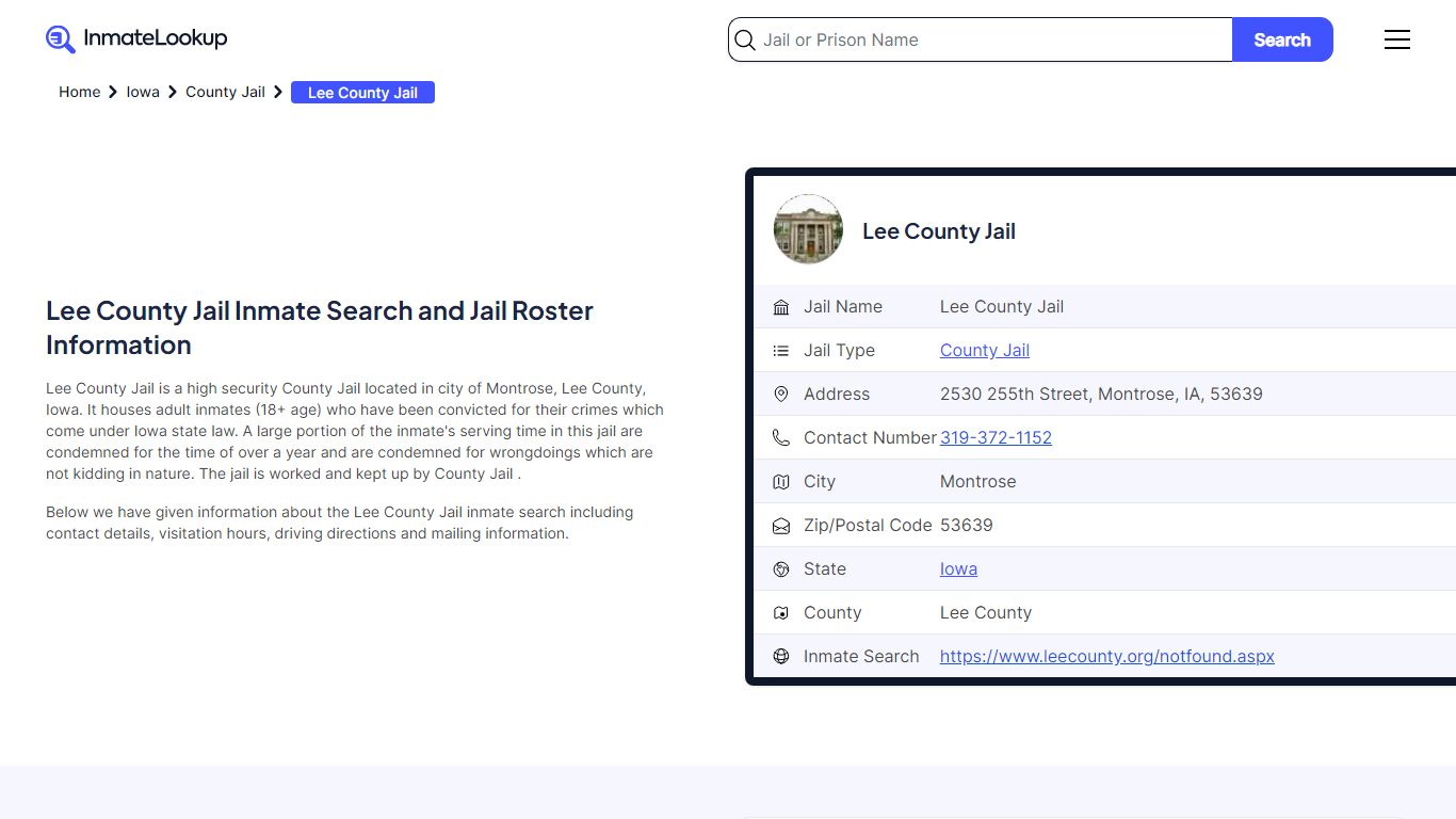 Lee County Jail (IA) Inmate Search Iowa - Inmate Lookup