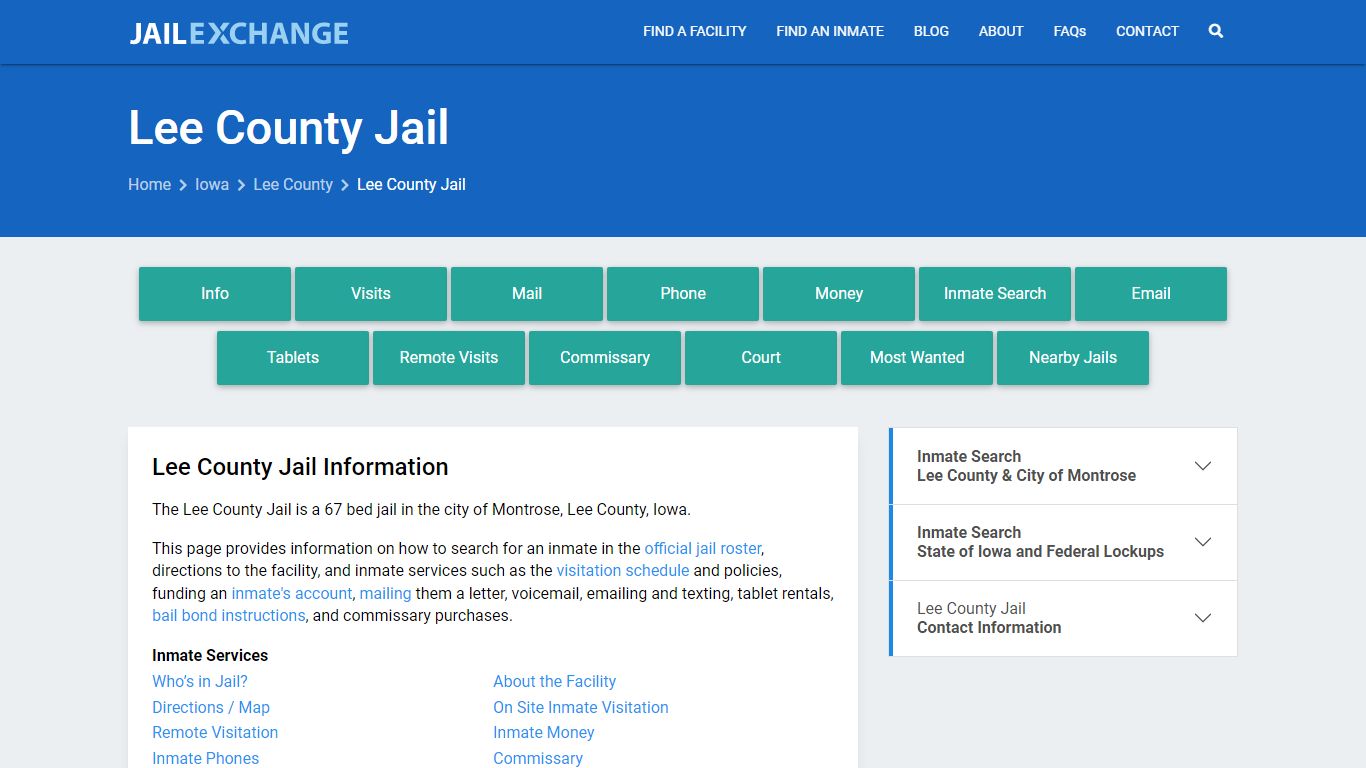Lee County Jail, IA Inmate Search, Information - Jail Exchange